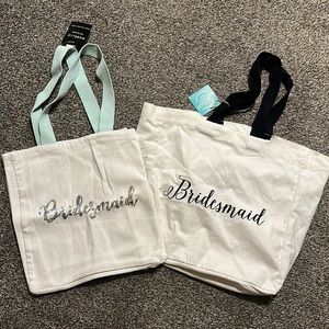 2 bridesmaid tote bags NWT double sided text